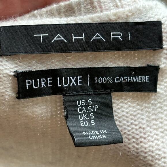 TAHARI LUXE 100% Cashmere Duster Vest Sleeveless Open Cardigan in Oatmeal SZ S - Picture 8 of 10